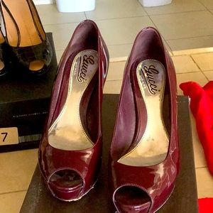 Burgundy Patent Gucci Peeptoe